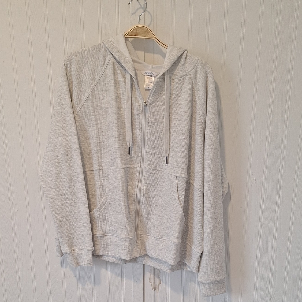 Jockey Oversized Zip-Up Hooded Jacket | Light Gray | Size L
